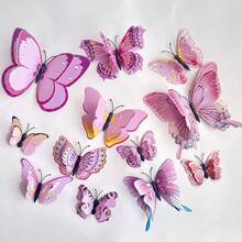1 Set (12pcs) 3D Lifelike Butterfly Cake Decoration, PVC Butterfly Cake Topper, Plastic Cake Insert - Colorful - View 7