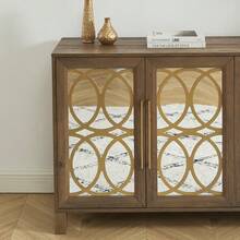 EDYO LIVING 63'' Media Console Mid Century Modern TV Stand, Wood TV Stand With Storage Cabinet And Open Shelf For Televisions Up To 65", Entertainment Center, TV Console Table For Living Room, Rustic Oak - 質樸的橡木色 - 查看 10