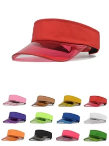 Women's Solid Color Transparent Soft Plastic Hat Brim Sun Visor Cap, UV & Glare Protection, Lightweight & Breathable, Adjustable Size, Ideal For Various Outdoor Activities Such As Running, Climbing, Beachy Vacation, Etc. - Multicolor - View 9