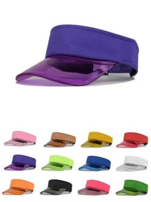 Women's Solid Color Transparent Soft Plastic Hat Brim Sun Visor Cap, UV & Glare Protection, Lightweight & Breathable, Adjustable Size, Ideal For Various Outdoor Activities Such As Running, Climbing, Beachy Vacation, Etc. - Multicolor - View 6