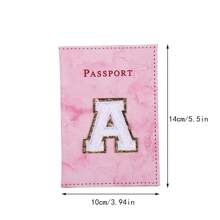 Letter Print Minimalist Daily Passport Holder Wallet Cover - Pink - View 3