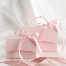 5pcs Wedding Pearl Bracelets + Candy Box, Creative Party Favors Packaging Gift Bag Party Kitchen - Pink - View 3