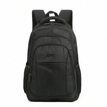 AOKING Casual Lightweight Large Capacity Student Backpack Unisex Travel Rucksack Business Laptop Canvas Double Shoulder Bag - Black - View 1