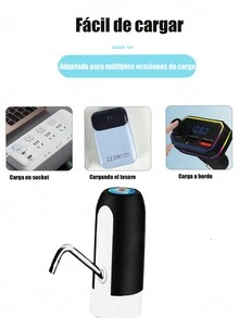 Dispensador de agua portátil recargable por USB, bomba de botella de agua eléctrica de 5 galones, botella de agua para botellas de agua universales de 2-5 galones (negro) - Negro - Ver 6