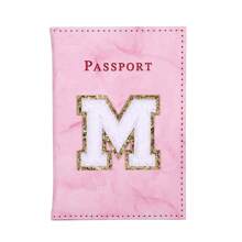 Letter Print Minimalist Daily Passport Holder Wallet Cover - Pink - View 5