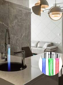 1 件 7 色变色 LED 水龙头起泡器，自供电发光水龙头，适用于厨房和浴室 - 銀色 - 查看 4