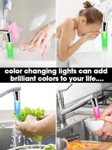 1 件 7 色变色 LED 水龙头起泡器，自供电发光水龙头，适用于厨房和浴室 - 銀色 - 查看 7