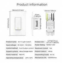Interruptor de pared inteligente Tuya US de botón pulsador de luz, conmutadores WiFi funcionan con Alexa, control por voz a través de Smart Life, se requiere cable neutro - Blanco - Ver 6