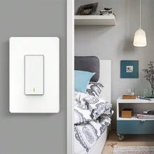 Interruptor de pared inteligente Tuya US de botón pulsador de luz, conmutadores WiFi funcionan con Alexa, control por voz a través de Smart Life, se requiere cable neutro - Blanco - Ver 2