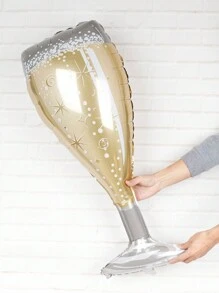 1 stuk aluminiumfolie ballon in de vorm van een champagneglas, cartoon feestdecoratie ballon, voor bruiloften, verjaardagen, bars, jubileumcadeaus (goudkleurig glas), Kerstmis