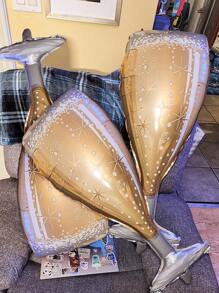 1 stuk aluminiumfolie ballon in de vorm van een champagneglas, cartoon feestdecoratie ballon, voor bruiloften, verjaardagen, bars, jubileumcadeaus (goudkleurig glas), Kerstmis