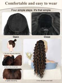 1pc 18 Inch  Drawstring Ponytail  Natural Synthetic Hairpiece For Women Extensions Drawstring Ponytail For Women Long Curly Wavy Hair Drawstring Ponytail Natural Wavy Synthetic Hair Extensions Ponytail For Everyday Use
