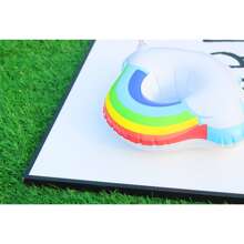 3/2/1 pieza Posavasos con copa de concha con lentejuelas, Flotadores inflables de nubes arcoíris para vasos de agua, Accesorios para sesiones de fotos, Artículos esenciales de playa, Accesorios de playa, Flotador de piscina