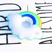 3/2/1 pieza Posavasos con copa de concha con lentejuelas, Flotadores inflables de nubes arcoíris para vasos de agua, Accesorios para sesiones de fotos, Artículos esenciales de playa, Accesorios de playa, Flotador de piscina