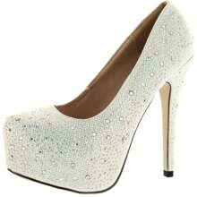 Womens Shiny Platform Pumps Shoes - White - View 2