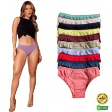 Kit 10 Plain Cotton Panties - Nhiều màu - Xem 6