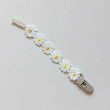 1pc Daisy Flower Pacifier Teether Clip With Anti-Drop Rope And Clamp