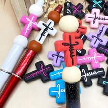5/10/20 piezas de cuentas cruzadas de Halloween de silicona para bolígrafos, personajes de Jesús de fe, encantos de cuentas de silicona focales, kit de fabricación de llaveros, cuentas de silicona surtidas en forma de bolígrafo (cuentas de silicona de Jesús) - talón - Ver 7