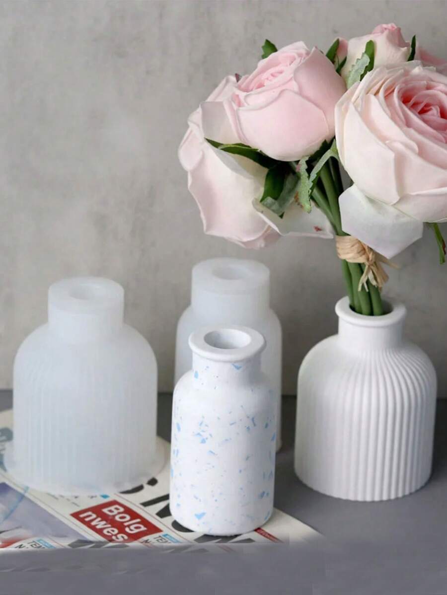 1 pieza Molde de resina de silicona en forma de botella para jarrón de flores y portaplumas, molde de fundición de epoxi para hacer artesanías decorativas DIY