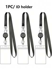 1PC Dây buộc màu đen thanh lịch và an toàn với kẹp ID dây buộc có thể tháo rời có thể thu vào Giá đỡ ID đa năng và bền bỉ Không thấm nước, có thể quét đa năng Lý tưởng cho trường học và nhân viên sự kiện Nhân viên văn phòng Nhân viên văn phòng và giáo viên - màu đen - Xem 1