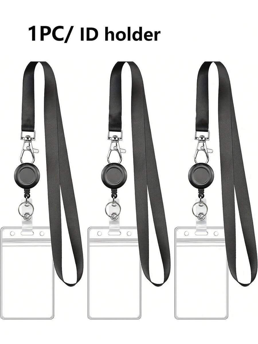 1PC Dây buộc màu đen thanh lịch và an toàn với kẹp ID dây buộc có thể tháo rời có thể thu vào Giá đỡ ID đa năng và bền bỉ Không thấm nước, có thể quét đa năng Lý tưởng cho trường học và nhân viên sự kiện Nhân viên văn phòng Nhân viên văn phòng và giáo viên - màu đen - Xem 1