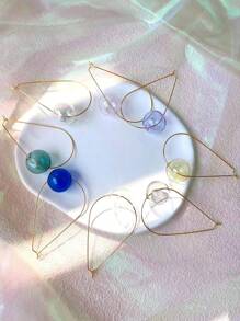 1 par de aretes originales hechos a mano de vidrio soplado hueco con bola y gota de agua de acero inoxidable y colores variados de joyería para mujer - forma de gota de agua - Ver 2