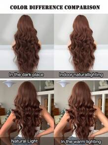 NICKY WALL Chocolate Brown Wig Loose Long Wavy Curly Wig With Curtain Bangs Natural Looking Synthetic Hair Wigs For Women & Girls Daily Party Use 28 Inch - Coffee Brown - View 7