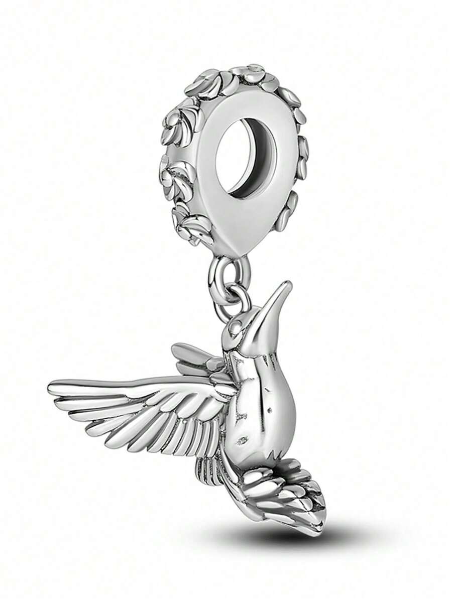 Colgante de animal con charm de pájaro de la serie de animales plateado y adecuado para dijes de pulsera, joyería de plata para mujeres DIY - Plateado - Ver 1