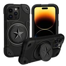 FOGEEK iPhone防震手機殼,皮膚感觸矽膠,重型保護,3層裝甲,四個角落緩衝器帶支架 - 黑色 - 查看 2