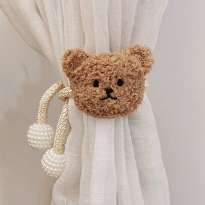 1pc Cute Bear Head Curtain Tieback For Cozy Baby Room, Magnetic Window Tiebacks Baby Shower Family Decorations Gifts