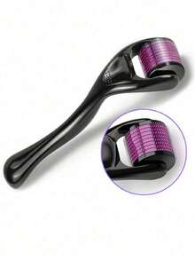 Dermaroller Facial,1 pieza Rodillo facial de microagujas,rodillo para barba, rodillo de microagujas | Adecuado tanto para hombres como para mujeres | Rodillo de microagujas para el cabelludo y la cara de 0.5 mm - Negro - Ver 2