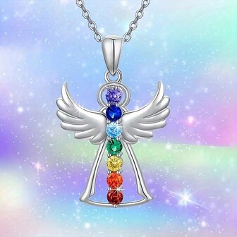 1件优雅天使翅膀彩虹吊坠，时尚设计，适合派对/生日礼物