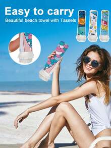 1入組80 * 167公分美人魚公主沙灘毛巾，帶流蘇，海洋世界生物沙灘毛巾，超大柔軟吸水沐浴毛巾，適用於游泳瑜珈運動 - 彩色 - 查看 9