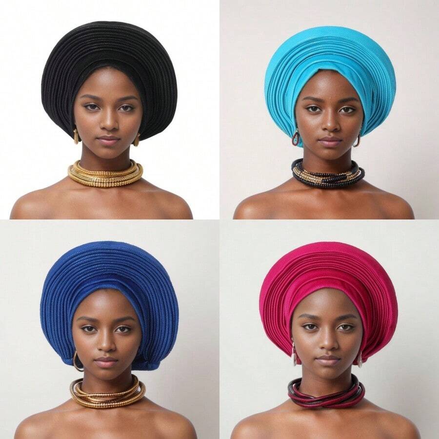 New Nigerian Wedding Elegant Gele Headtie Muslim Cap - Multicolor - View 1