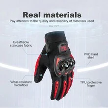 1pair Touch Screen Motorcycle Gloves, Non-Slip Breathable Outdoor Gloves - Red - View 2