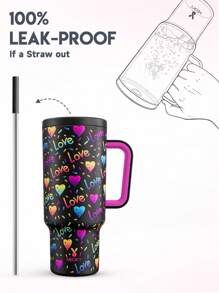 40 盎司带手柄的玻璃杯、保温杯、真空保温水瓶、防漏盖和吸管、保温咖啡杯不锈钢旅行杯，保冷 34 小时或保温 10 小时，便携，适合户外露营、徒步旅行、驾驶和汽车旅行 - 黑色 - 查看 3