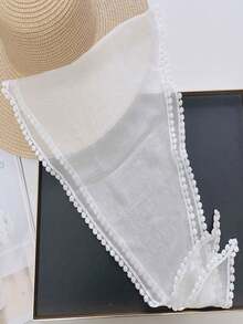 Neuer Frühling & Sommer Style Qualität Jacquard Seidenschal für Frauen, mit Kontrast Spitze und künstlerisch elegantem Design, leichter Hals- oder Kopftuch, Dreieckstuch, Haarband oder Kopfband, ideal um Ihren Look aufzupeppen - mehrfarbig - Übersicht 9