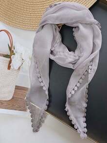 Neuer Frühling & Sommer Style Qualität Jacquard Seidenschal für Frauen, mit Kontrast Spitze und künstlerisch elegantem Design, leichter Hals- oder Kopftuch, Dreieckstuch, Haarband oder Kopfband, ideal um Ihren Look aufzupeppen - mehrfarbig - Übersicht 5