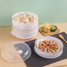 Microwave Steamer Box Heating Container Multi-Functional Cookware Mini Boiler Bread Heating Tool Steamed Rice Bowl, 1pc - White - View 10