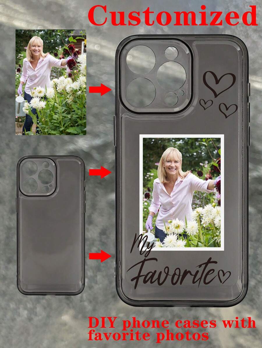 Apple Customized 'My Favorite' Heart Fashionable Sweet Personalized Photo Phone Case For Couples & Best Friends, Transparent Full-Protection Soft Cover Compatible With IPhone 11/12/13/14/15 Pro Max,Clear,Stylish,Colorful,Vintage,Cute,Contracted,Funny,Custom,Personalized,Unique,Customized,Ideal Gifts For Him,Ideal Gifts For Her,Boyfriend,Girlfriend,Family,Friends,Grandparents,Couple,For Anniversaries,For Birthdays