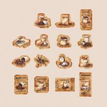 30Pcs/Pack Vintage Coffee Theme Stickers Decor Journaling Phone Case Aesthetic Collage Card Material Personalized Hand Account Journaling Labels - 1 box - View 16