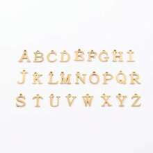 1入新潮不鏽鋼首字母環扣紙夾手鍊，女士手鍊 - 金黃色 - 查看 4