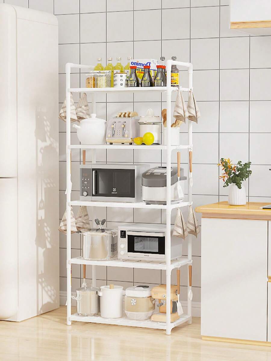 1pc Multi-Layer Floor-Standing Bathroom/Kitchen Storage Rack, Living Room Snack/Shelf, Bedroom Storage Rack, Multi-Functional Kitchen Floor-Standing Rack, Bathroom Storage Shelf - Multicolor - View 1