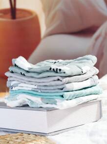 5入組竹紗方巾，4層柔軟的面巾，可愛印花噴嚏巾 - 彩色 - 查看 8