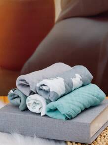 5入組竹紗方巾，4層柔軟的面巾，可愛印花噴嚏巾 - 彩色 - 查看 6