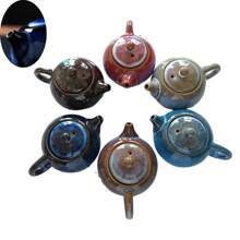 1pc Kiln Change Tianmu Glaze Teapot Ceramic Tea Set, Gaiwan Tea Pot, Small Capacity Tea Kettle For Home Use. Note: The Color Of The Teapot Will Vary Due To The Kiln Change Process. - Blue - View 1