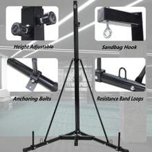 Foldable Punching Bag Stand, Height Adjustable Heavy Duty Boxing Bag Stand, Heavy Bag Stand Steel Sandbag Rack Freestanding Up To 150 Lbs For Home Gym Fitness (Only Stand) - Black - View 5