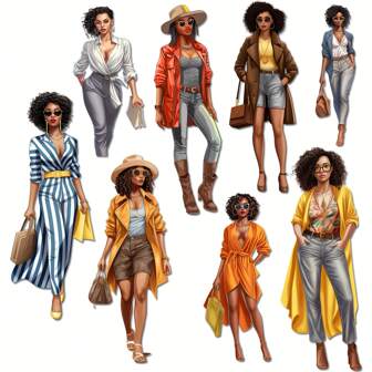 96pieces Fashion Girl CLipart Self-Adhesive Stickers,Perfect For Bullet Journals,Scrapbooking Supplies,DIY Crafts,Scrapbooking Accessories,Water Bottle,Skateboard,Arts Crafts,Clip Art, Watercolor Art