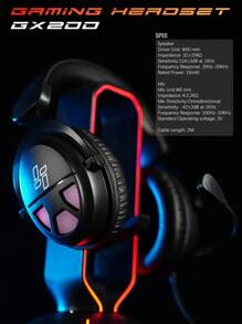 GX200 Wired Over-Ear Gaming Headset With High Quality RGB Lighting, Deep Bass, 3.5mm Plug, Compatible With Multiple Gaming Devices - Black - View 5
