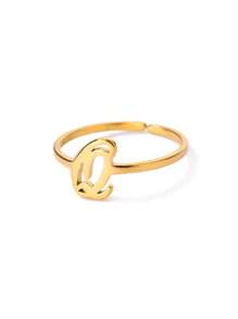 1 Stück Edelstahl Anfangsbuchstabe Buchstaben Ring für Frauen, goldfarbener modischer A-Z Buchstaben Fingerring, ästhetisches Hochzeitsschmuckgeschenk für Frauen